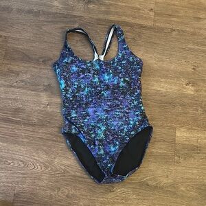 Speedo Women's One Piece Swimsuit in Blue and Black